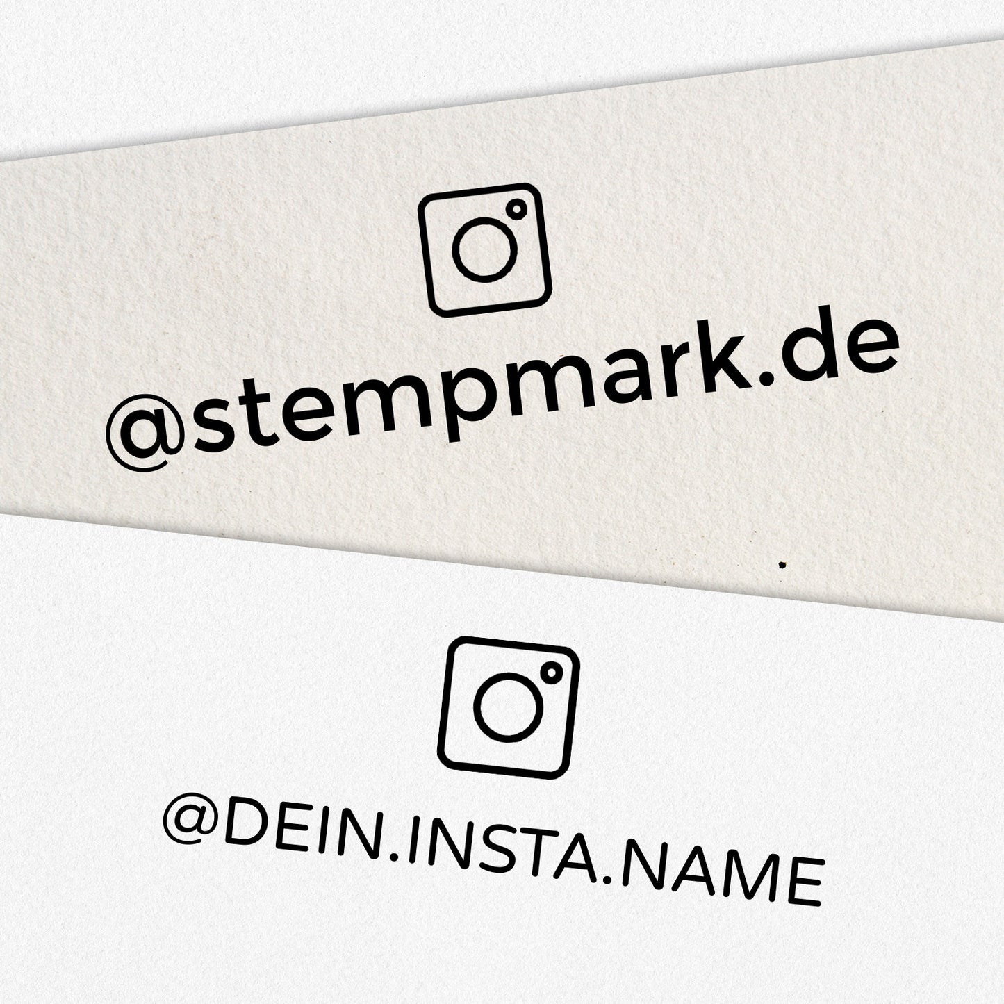 Personalisierter Instagram Stempel mit Icon oben als Holzstempel