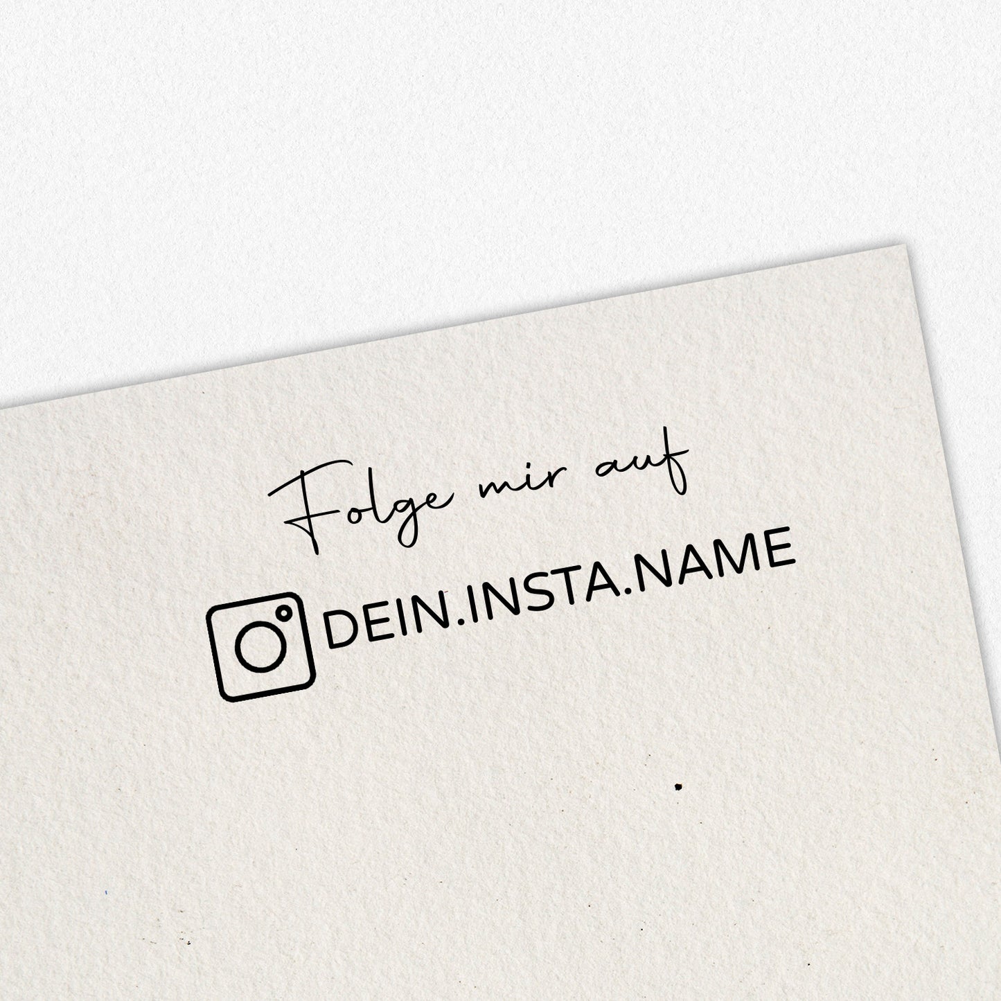 Personalisierter Instagram Stempel mit zusätzlicher Textzeile als Holzstempel