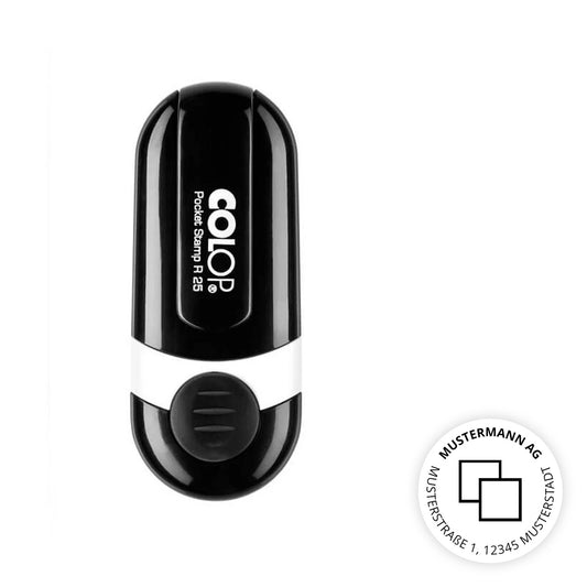 Runder Adressstempel mit Logo - Colop Pocket Stamp R25