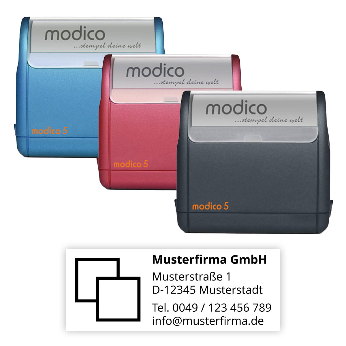 Adressstempel mit Logo - Modico 5  Flashstempel