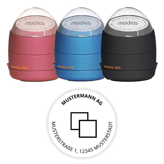Runder Adressstempel mit Logo - Modico R45 Flashstempel