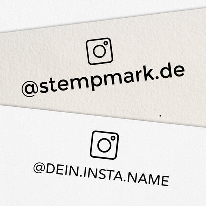 Personalisierter Instagram Stempel mit Icon oben als Holzstempel