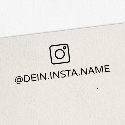 Personalisierter Instagram Stempel mit Icon oben als Holzstempel