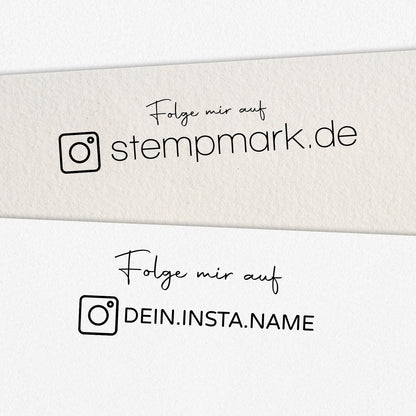 Personalisierter Instagram Stempel mit zusätzlicher Textzeile als Holzstempel