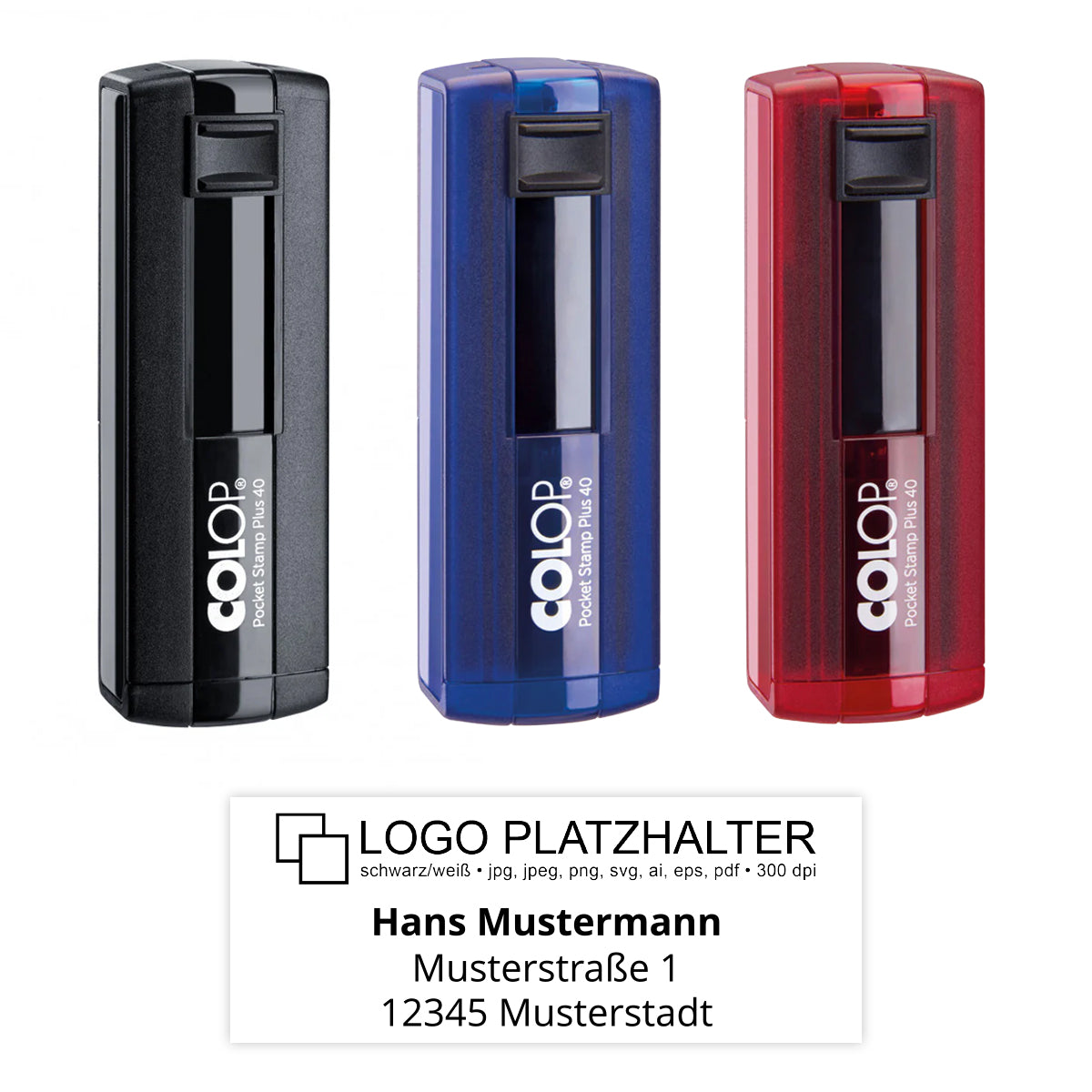 Colop Pocket Stamp Plus 40 - Großer Taschenstempel mit Logo und Adresse