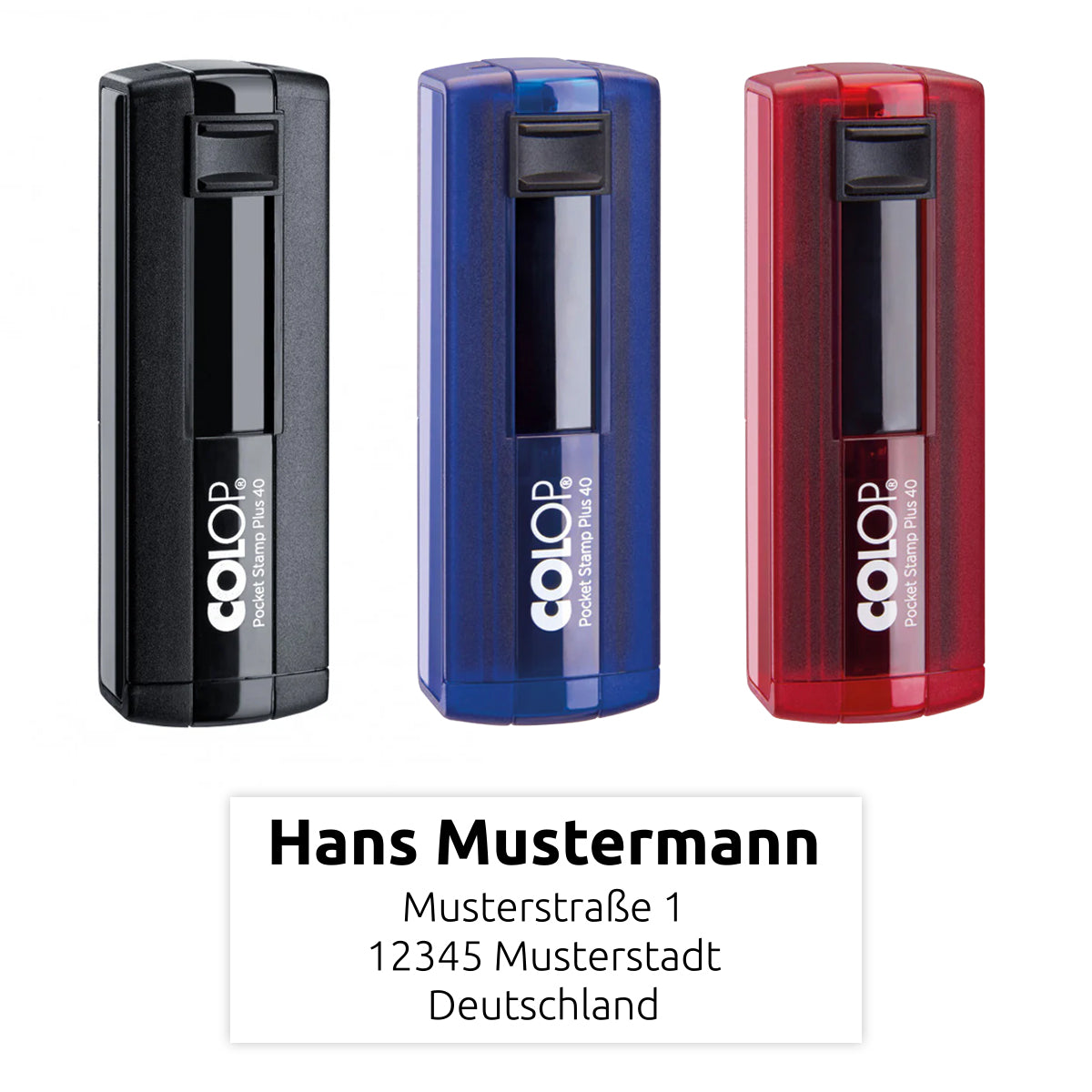 Colop Pocket Stamp Plus 40 - Großer Taschenstempel mit zentrierter Adresse