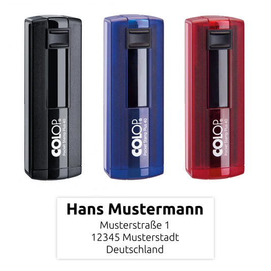 Colop Pocket Stamp Plus 40 - Großer Taschenstempel mit zentrierter Adresse
