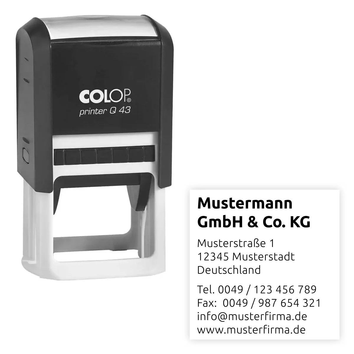 Colop Printer Q43 - Quadratischer Adressstempel - 43x43 mm - Linksbündige Adresse