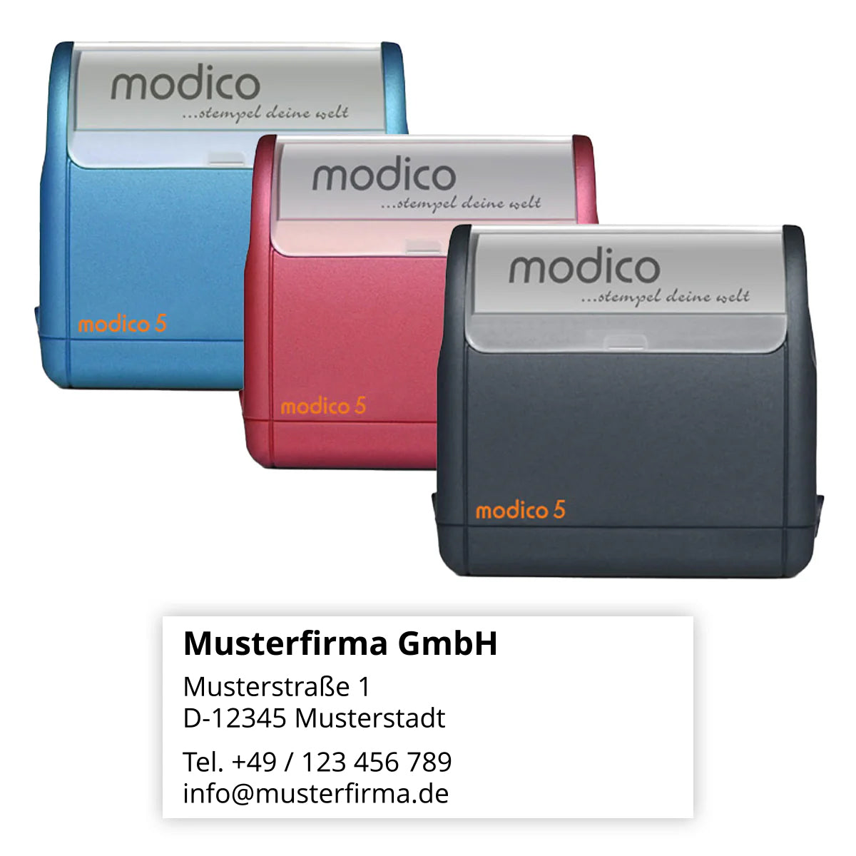 Modico 5  Flashstempel als Adressstempel mit linksbündiger Adresse