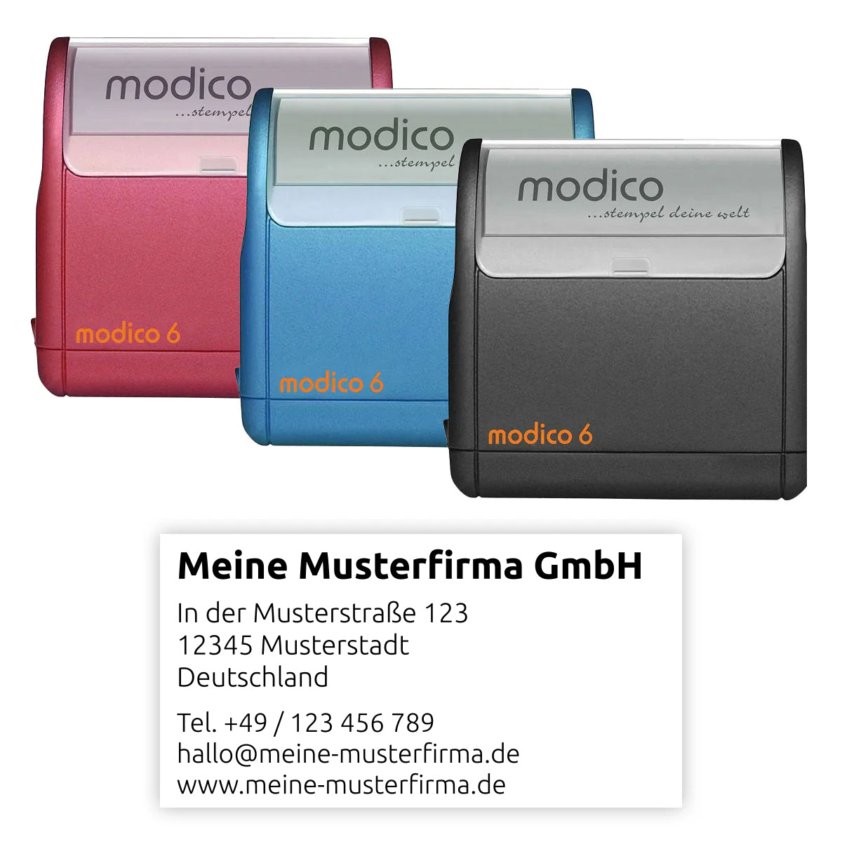 Modico 6 Flashstempel - Großer Firmenstempel mit linksbündiger Adresse
