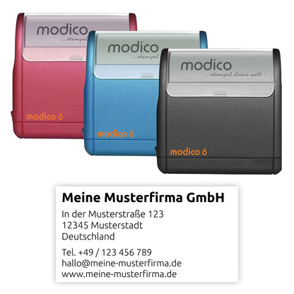 Modico 6 Flashstempel - Großer Firmenstempel mit linksbündiger Adresse