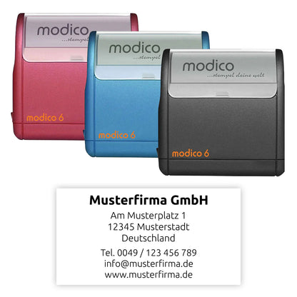 Modico 6 Flashstempel - Großer Firmenstempel mit zentrierter Adresse